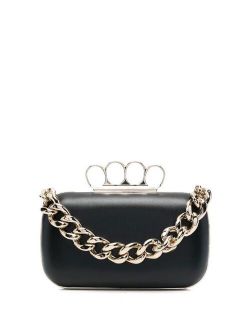 leather chain-link clutch-bag