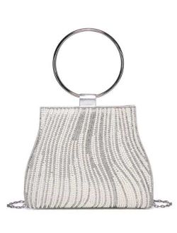 Mini Rhinestone & Faux Pearl Decor Top Ring Evening Bag