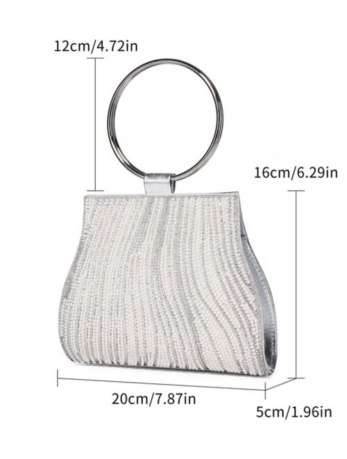 Shein Mini Rhinestone & Faux Pearl Decor Top Ring Evening Bag