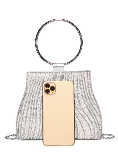 Shein Mini Rhinestone & Faux Pearl Decor Top Ring Evening Bag