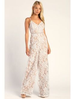 Angelic Intentions White Lace Wide-Leg Jumpsuit
