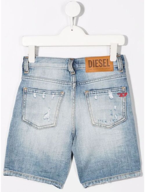 Diesel Kids distressed knee-length denim shorts