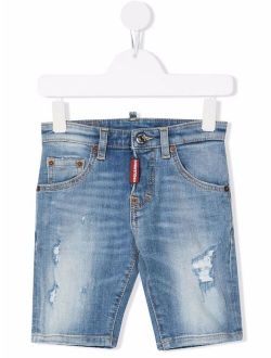 Kids distressed denim shorts