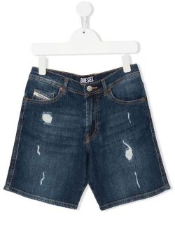 Kids distressed-detail denim shorts