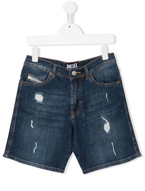 Diesel Kids distressed-detail denim shorts