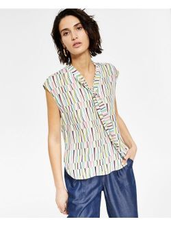Women's Printed Tie-Neck Top, Created for Macy's
