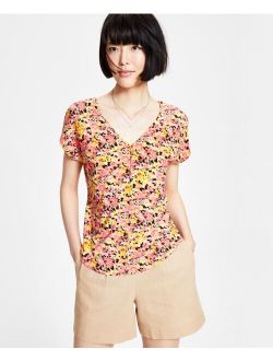 Women's Floral-Print V-Neck Top, Created for Macy's