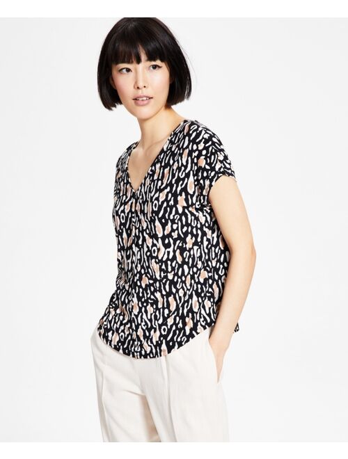 Bar III Women's Floral-Print V-Neck Top, Created for Macy's