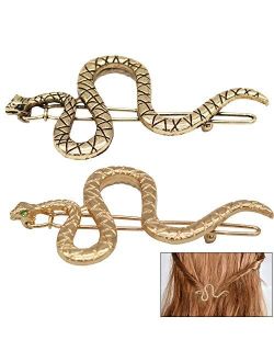 HANJIAONI 6 Pcs Snake Hair Clip Vintage Decorative Metal Hair Pins for Women Girls (Golden, Ancient Gold)