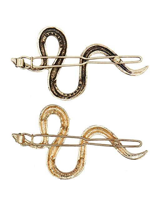 HANJIAONI 6 Pcs Snake Hair Clip Vintage Decorative Metal Hair Pins for Women Girls (Golden, Ancient Gold)
