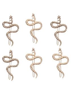 FRCOLOR 6pcs Simple Hairpins Snake Animals Gold Metal Hairpins Hair Clips for Women