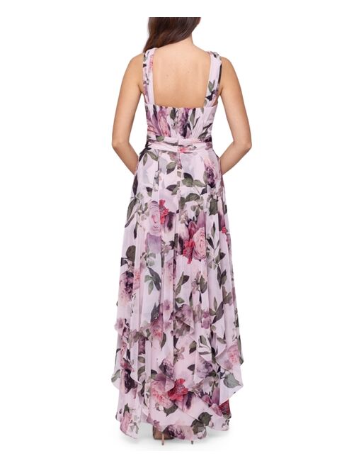 XSCAPE Women's Floral-Print Chiffon Halter Gown