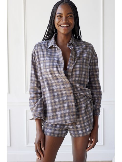 Out From Under Joslyn Flannel Button-Down Shirt & Short Set