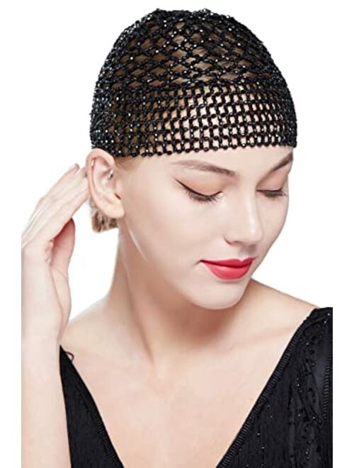 BABEYOND 1920s Beaded Cap Headpiece Belly Dance Cap Exotic Cleopatra Headpiece for Gatsby Themed Party