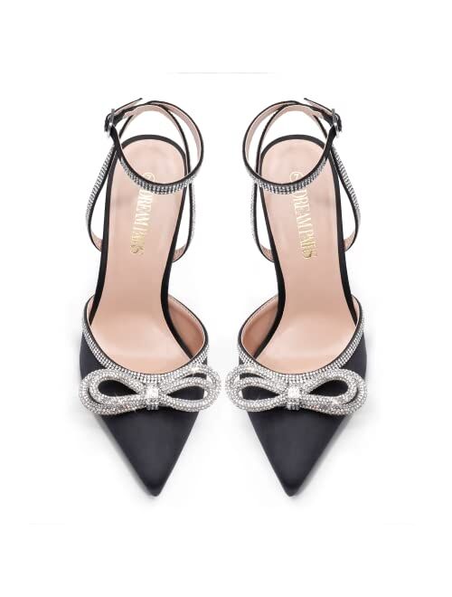DREAM PAIRS Women's High Heels Destiny Closed Toe Strappy Heels Sexy Rhinestone Ankle Strap Pumps Wedding Bridal Party Dress Shoes