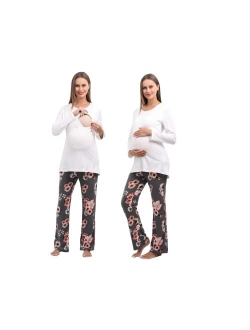 Alina Mae Maternity Women Maternity Nursing Pajama Sets Pregnant Lounge Sleepwear Breastfeeding PJs