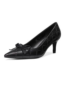 Heels for Women Memory Closed Toe Low Kitten Heels Pumps Comfy Dress Wedding Office Shoes