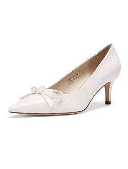 Heels for Women Memory Closed Toe Low Kitten Heels Pumps Comfy Dress Wedding Office Shoes