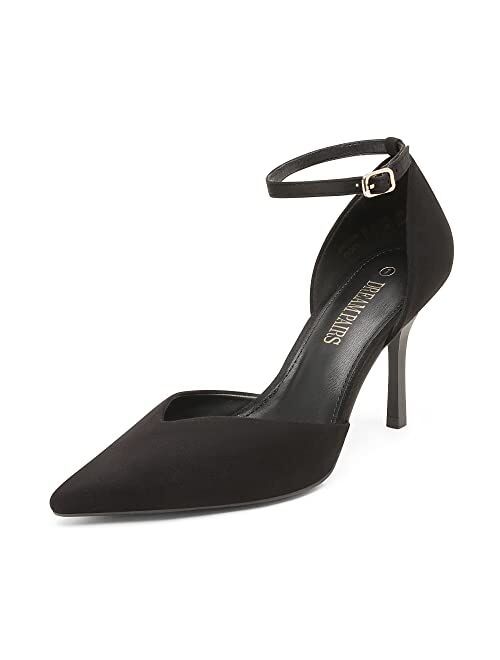 DREAM PAIRS Womens High Heels Strappy Closed Toe Stiletto Ankle Strap Pointed Toe D'Orsay Heel Dress Wedding Party Pumps Shoes