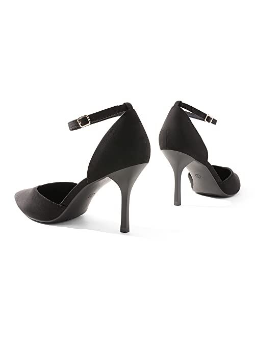 DREAM PAIRS Womens High Heels Strappy Closed Toe Stiletto Ankle Strap Pointed Toe D'Orsay Heel Dress Wedding Party Pumps Shoes
