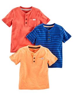 Babies, Toddlers, and Boys' Short-Sleeve Pocket Henley Tee Shirt, Pack of 3