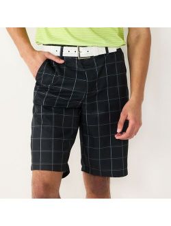 Plaid Flat-Front Golf Shorts