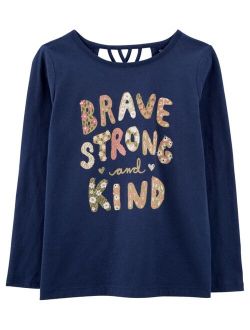 Big Girls Long Sleeve Brave Strong and Kind Jersey T-shirt