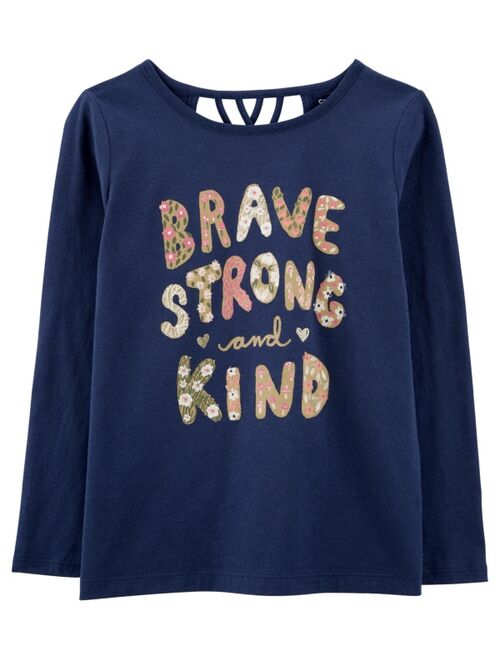Carter's Big Girls Long Sleeve Brave Strong and Kind Jersey T-shirt