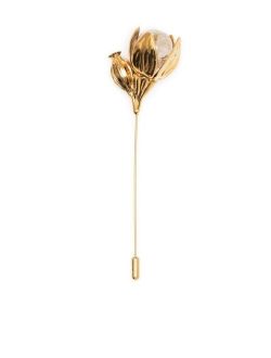 Goossens flower-detail gold-plated brooch