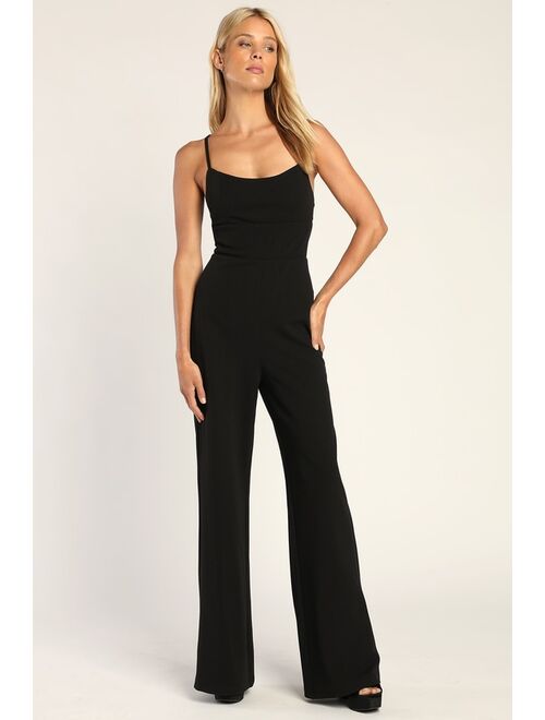 Buy Lulus Sincerely Stunning Black Scoop Neck Wide-Leg Jumpsuit online ...