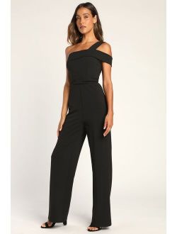 Bold and Ambitious Red One-Shoulder Wide-Leg Jumpsuit