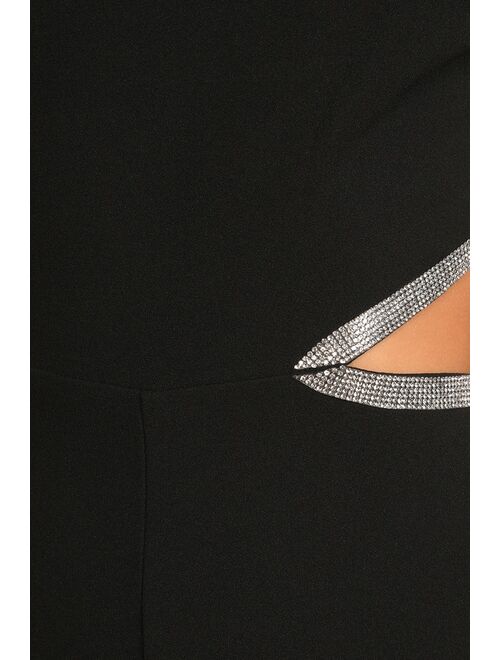 Lulus Perfectly Glamorous Black Rhinestone Cutout Jumpsuit