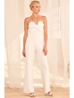 Total Confidence White Strapless Jumpsuit