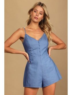 Catamaran Blue Chambray Sleeveless Romper