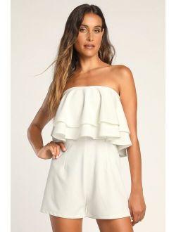 Ready to Flounce White Tiered Flounce Romper