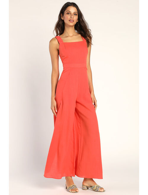 Lulus High Flying Orange Split-Leg Jumpsuit