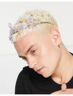 festival beaded tiara head crown in purple