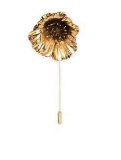 Goossens flower-detail gold plated brooch