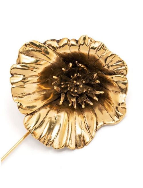 Goossens flower-detail gold plated brooch
