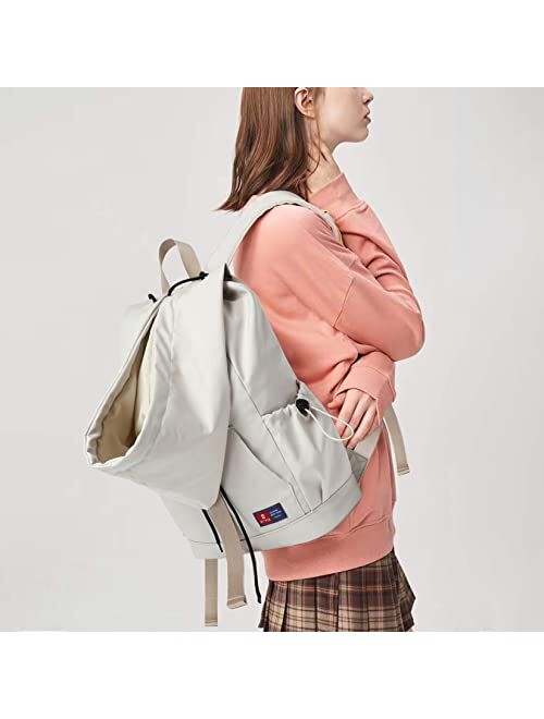 Mygreen Middle School Backpacks for Teen Girls, Fashion Hoodie Style Kids Bookbags Women Casual Daypack Beige