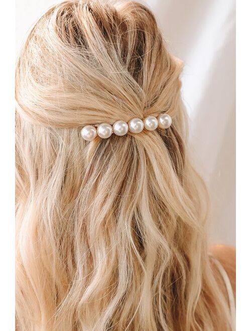 Lulus Coveted Design Gold Pearl Hair Clip