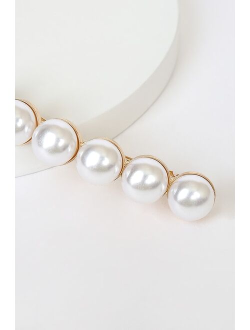 Lulus Coveted Design Gold Pearl Hair Clip