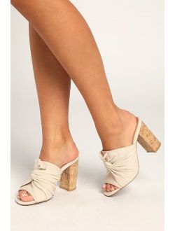 Alonisha Stone Cork High Heel Mule Sandals