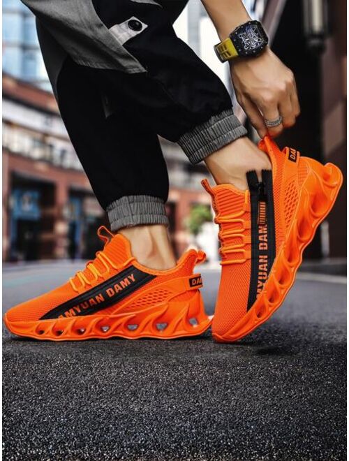 Shein Men Letter Graphic Side Zip Lace-up Front Running Shoes