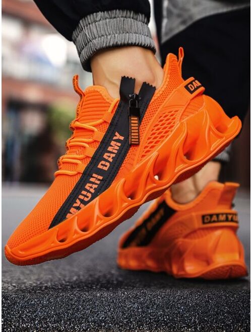 Shein Men Letter Graphic Side Zip Lace-up Front Running Shoes