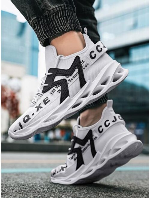 Shein Men Letter Graphic Lace Up Decor Knit Chunky Sneakers