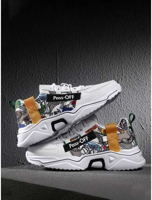 Shein Men Lace-up Front Cartoon Graphic Sneakers
