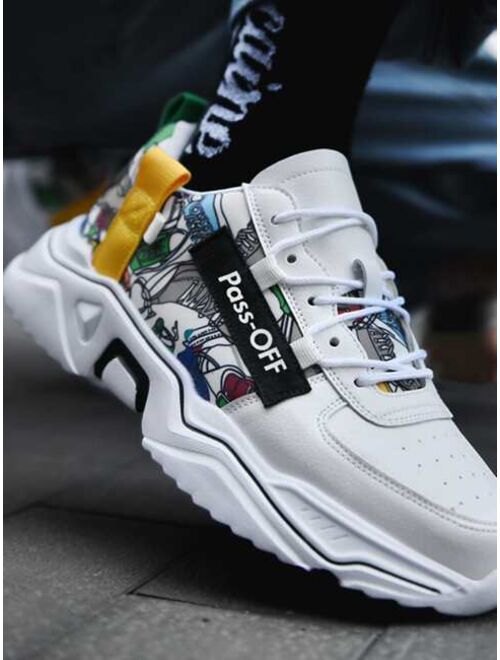 Shein Men Lace-up Front Cartoon Graphic Sneakers