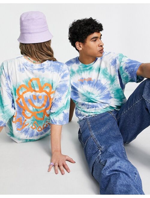 ASOS DESIGN ASOS Daysocial unisex oversized T-shirt with scribble graphic and logo print in tie dye