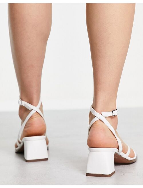 ASOS DESIGN Wide Fit Hampton block mid heeled sandals in white